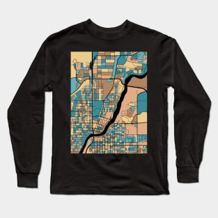 Saskatoon Map Pattern in Mid Century Pastel Long Sleeve T-Shirt